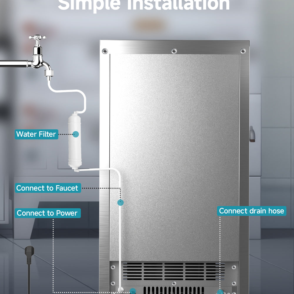 
                      
                        Euhomy Freestanding Ice Maker, 105 lbs/24H, Water Filter, Stainless Steel Build, Ideal for Restaurants & Bars
                      
                    